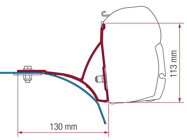 Fiamma F45 adapter do Ducato Roof Rack H2 >2006