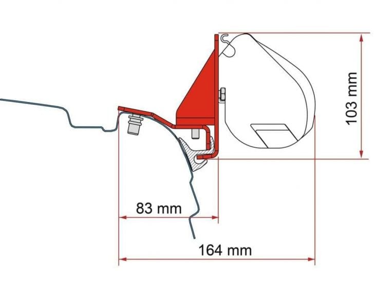 Fiamma F35 adapter do Multirail Reimo VW T5/T6